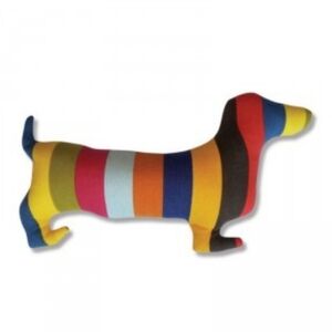 Colorful Striped Doxie Dachshund Winer Dog Silhouette Pillow